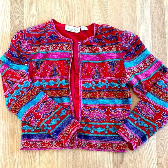 Vintage Lawrence Kazar Sequin Jacket - Picture 1 of 5